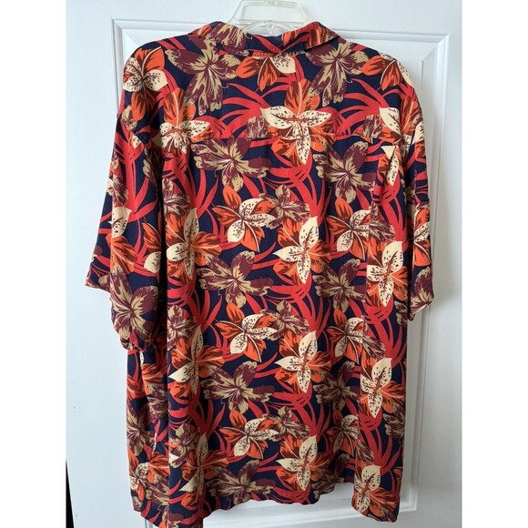 Falls Creek Hawaiian Shirt Short Sleeve Men’s Size 2XL Orange‎ Blue Floral - Picture 5 of 6